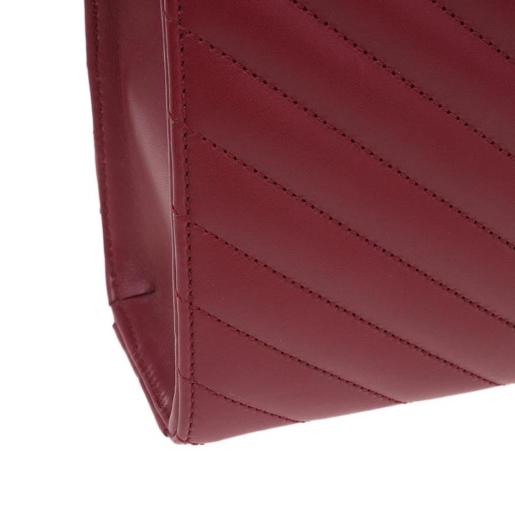 Pre Owned Saint Laurent Paris Red Leather Chevron Flap Shoulder Bag