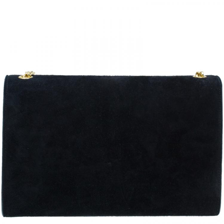 Pre Owned Saint Laurent Paris Black Suede Leather Medium Tassel Crossbody Bag