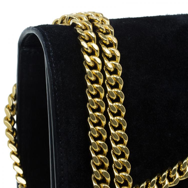 Pre Owned Saint Laurent Paris Black Suede Leather Medium Tassel Crossbody Bag
