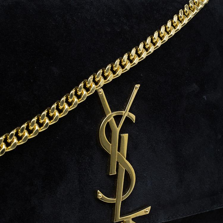Pre Owned Saint Laurent Paris Black Suede Leather Medium Tassel Crossbody Bag