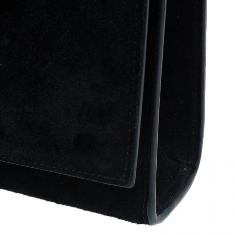 Pre Owned Saint Laurent Paris Black Suede Leather Medium Tassel Crossbody Bag