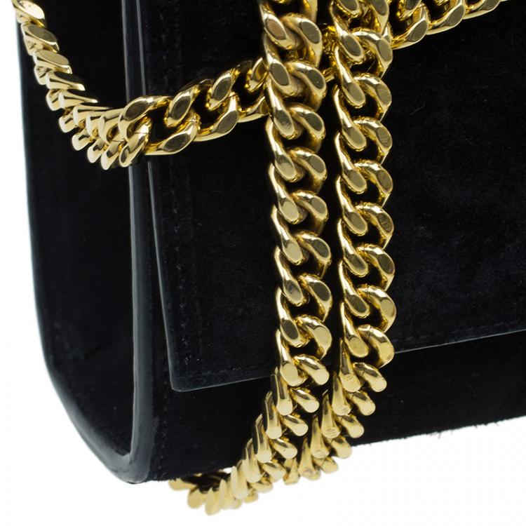 Pre Owned Saint Laurent Paris Black Suede Leather Medium Tassel Crossbody Bag