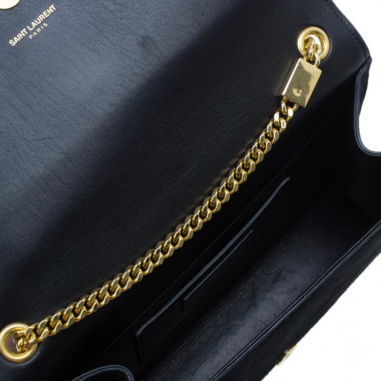 Pre Owned Saint Laurent Paris Black Suede Leather Medium Tassel Crossbody Bag