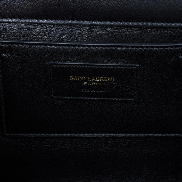 Pre Owned Saint Laurent Paris Black Suede Leather Medium Tassel Crossbody Bag