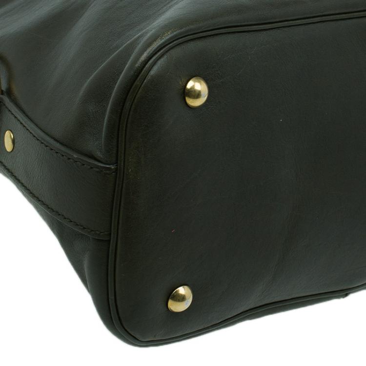 Pre Owned Saint Laurent Paris Olive Green Leather Large Muse Bag