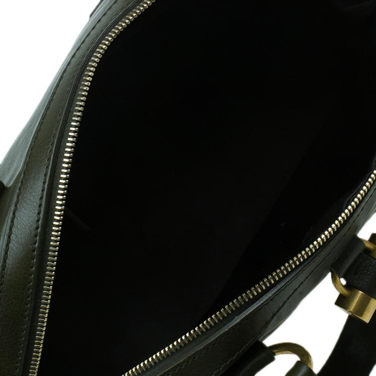 Pre Owned Saint Laurent Paris Olive Green Leather Large Muse Bag