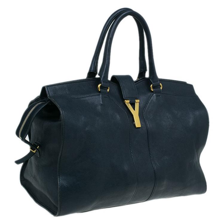 Pre Owned Saint Laurent Paris Black Leather Large Cabas Chyc Satchel Bag