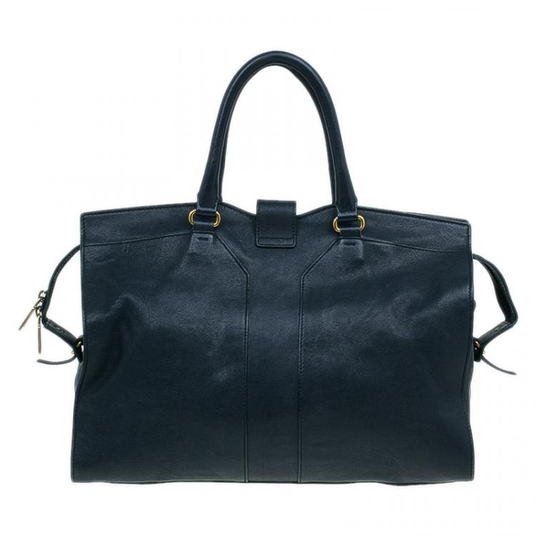 Pre Owned Saint Laurent Paris Black Leather Large Cabas Chyc Satchel Bag