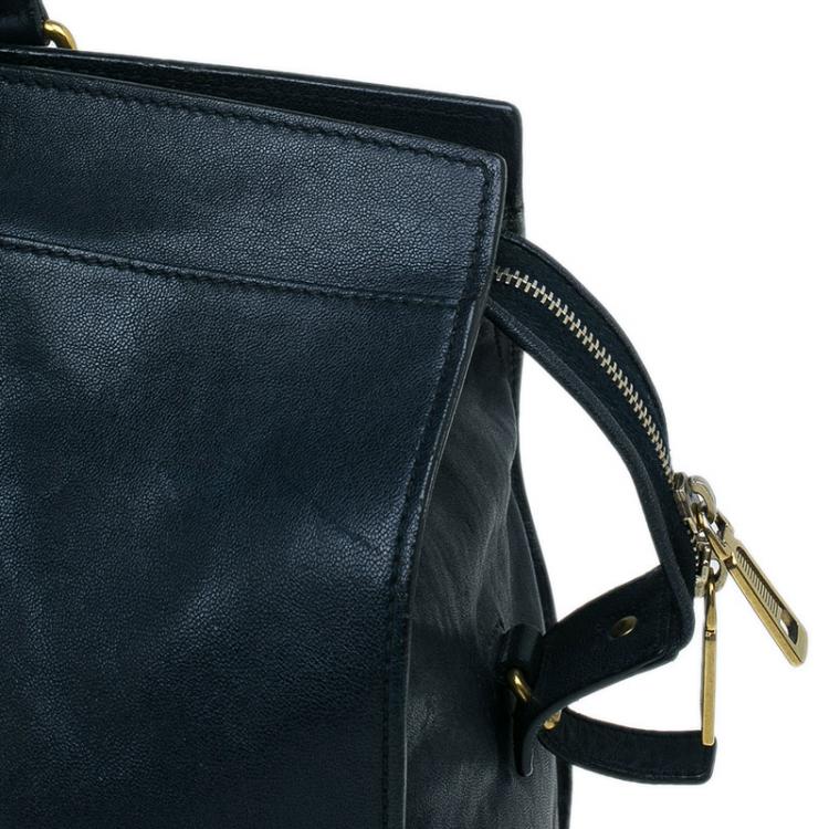 Pre Owned Saint Laurent Paris Black Leather Large Cabas Chyc Satchel Bag