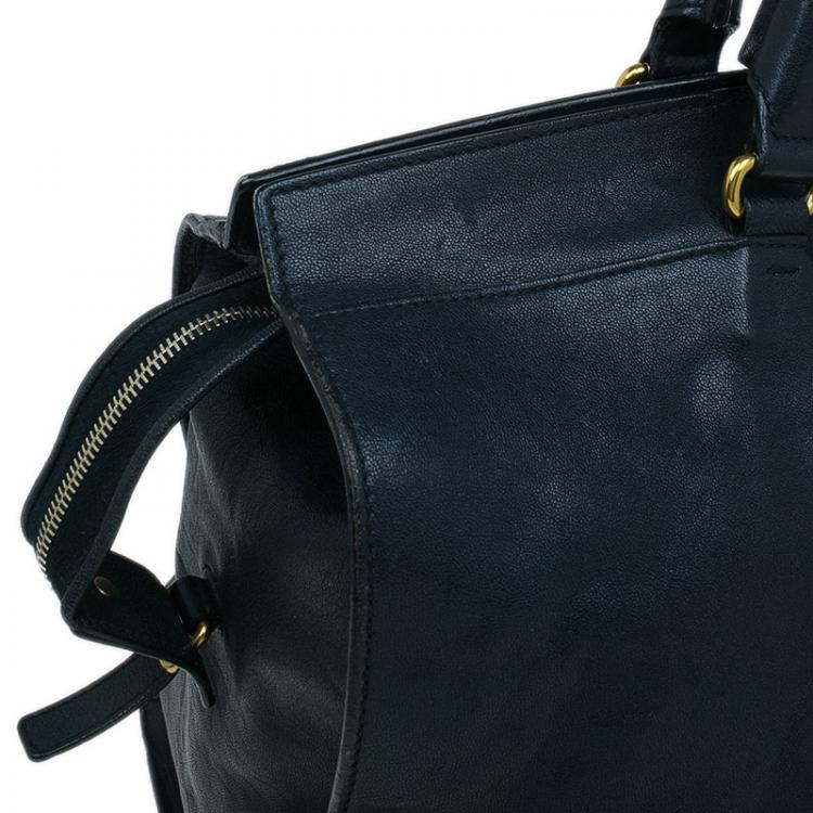 Pre Owned Saint Laurent Paris Black Leather Large Cabas Chyc Satchel Bag