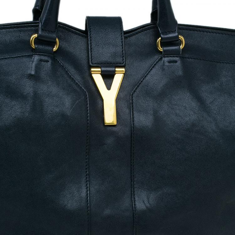 Pre Owned Saint Laurent Paris Black Leather Large Cabas Chyc Satchel Bag