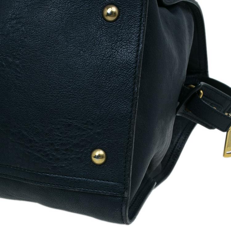 Pre Owned Saint Laurent Paris Black Leather Large Cabas Chyc Satchel Bag