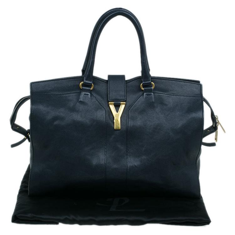 Pre Owned Saint Laurent Paris Black Leather Large Cabas Chyc Satchel Bag