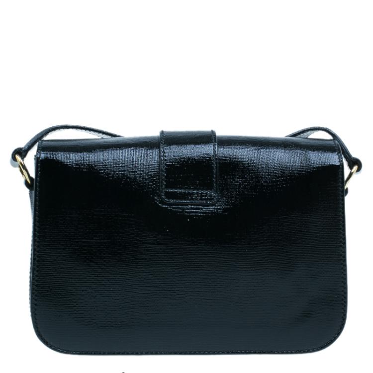 Pre Owned Saint Laurent Paris Black Shine Coated Canvas Medium ChYc Flap Bag