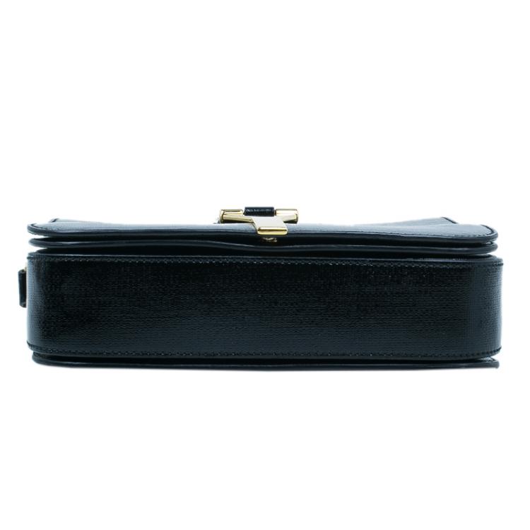 Pre Owned Saint Laurent Paris Black Shine Coated Canvas Medium ChYc Flap Bag