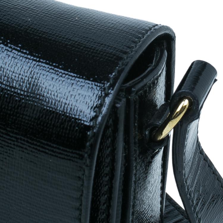Pre Owned Saint Laurent Paris Black Shine Coated Canvas Medium ChYc Flap Bag