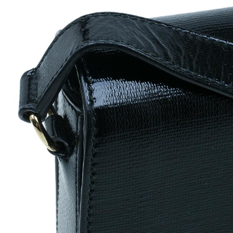 Pre Owned Saint Laurent Paris Black Shine Coated Canvas Medium ChYc Flap Bag
