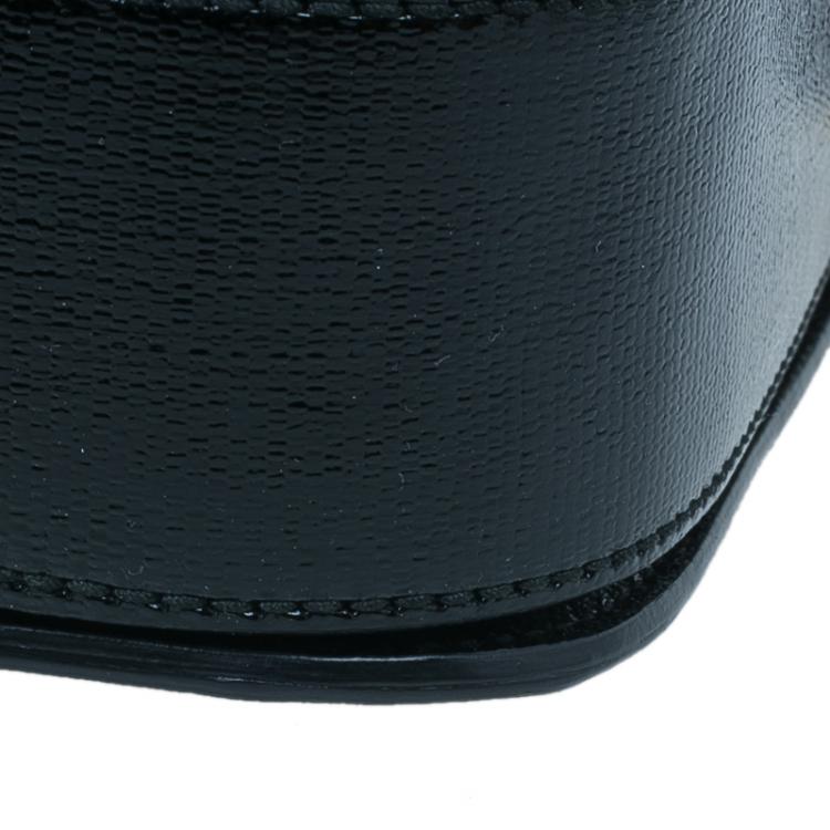Pre Owned Saint Laurent Paris Black Shine Coated Canvas Medium ChYc Flap Bag