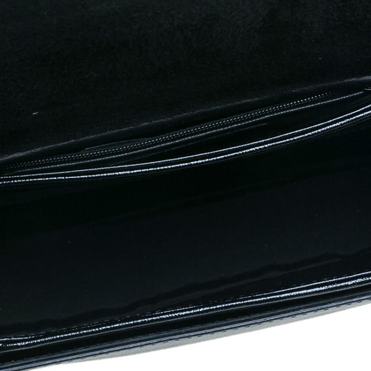 Pre Owned Saint Laurent Paris Black Shine Coated Canvas Medium ChYc Flap Bag