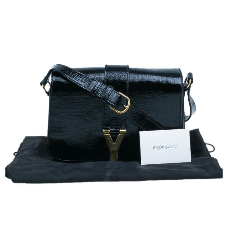 Pre Owned Saint Laurent Paris Black Shine Coated Canvas Medium ChYc Flap Bag