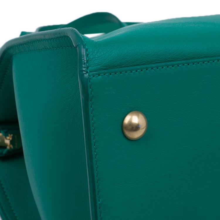Pre Owned Saint Laurent Paris Green Leather Mini Ligne Y Cabas Bag