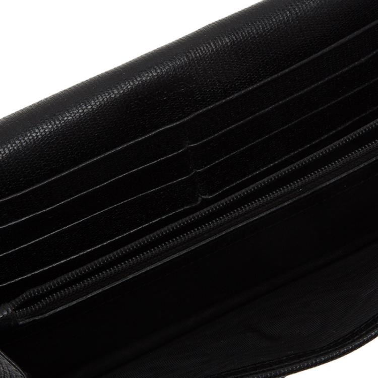 Pre Owned Saint Laurent Paris Black Leather Ligne Y Charm Large Flap Wallet 