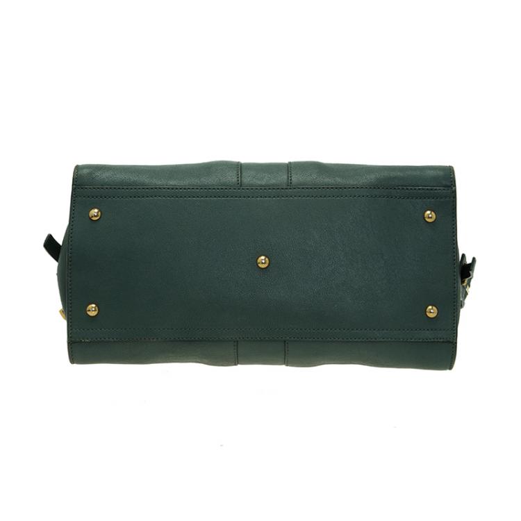 Pre Owned Saint Laurent Paris Green Leather Medium Cabas Chyc Satchel