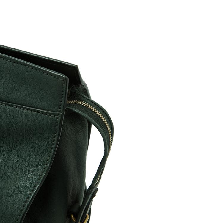 Pre Owned Saint Laurent Paris Green Leather Medium Cabas Chyc Satchel