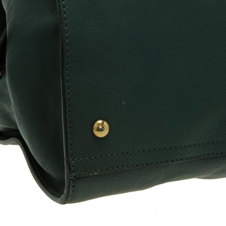 Pre Owned Saint Laurent Paris Green Leather Medium Cabas Chyc Satchel