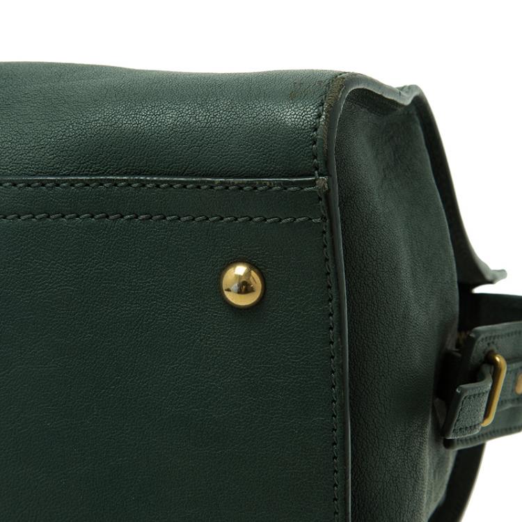 Pre Owned Saint Laurent Paris Green Leather Medium Cabas Chyc Satchel
