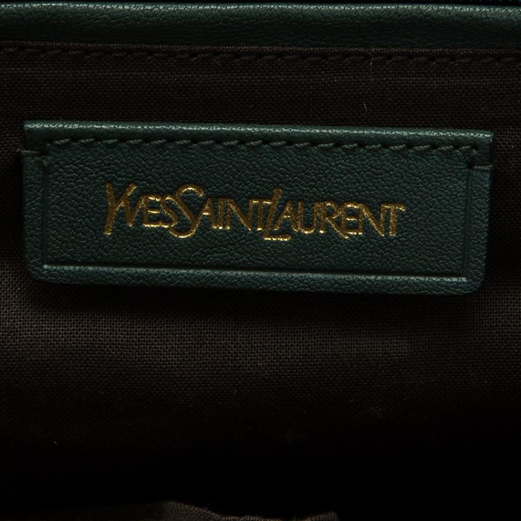 Pre Owned Saint Laurent Paris Green Leather Medium Cabas Chyc Satchel