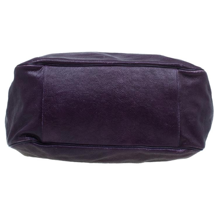Pre Owned Saint Laurent Paris Purple Stingray Embossed Leather Roady Hobo