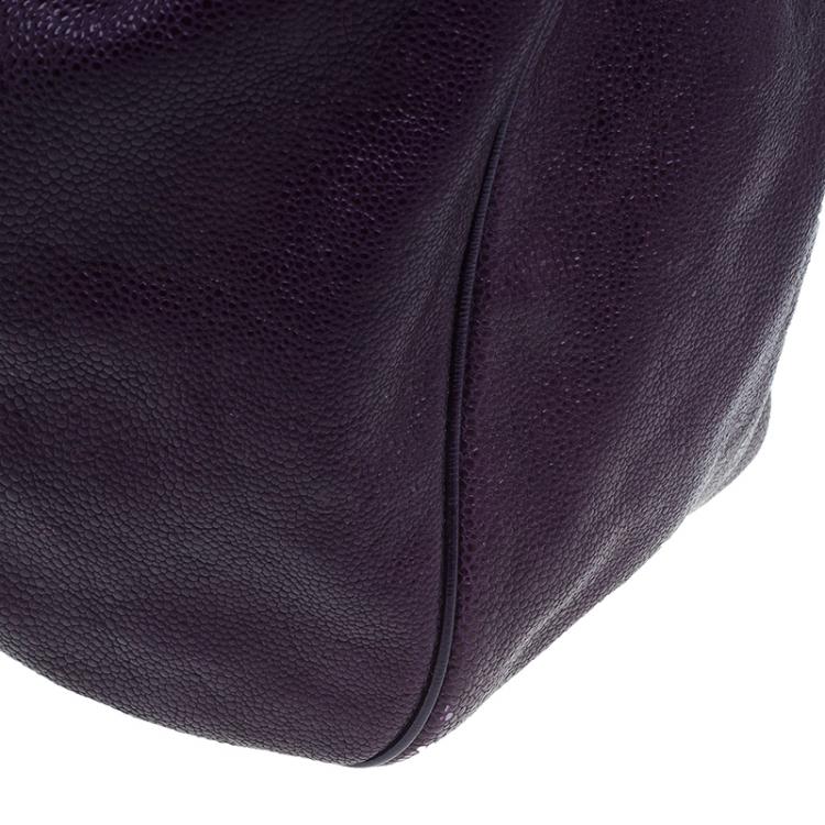 Pre Owned Saint Laurent Paris Purple Stingray Embossed Leather Roady Hobo