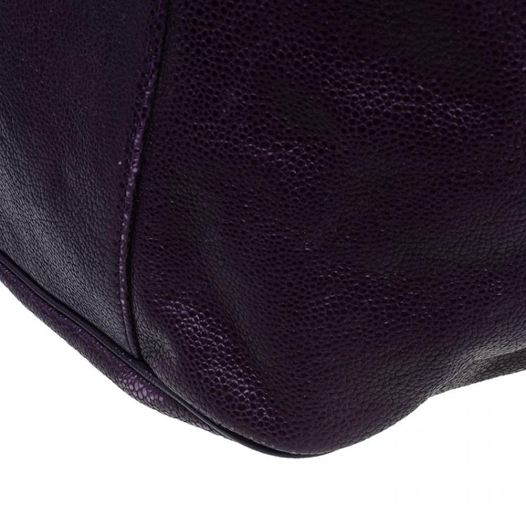 Pre Owned Saint Laurent Paris Purple Stingray Embossed Leather Roady Hobo