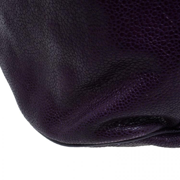 Pre Owned Saint Laurent Paris Purple Stingray Embossed Leather Roady Hobo