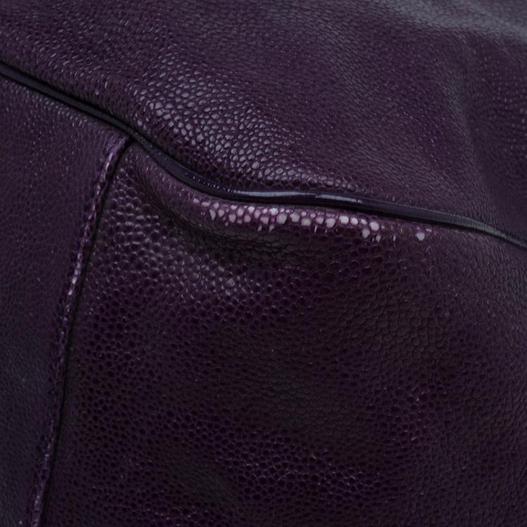 Pre Owned Saint Laurent Paris Purple Stingray Embossed Leather Roady Hobo