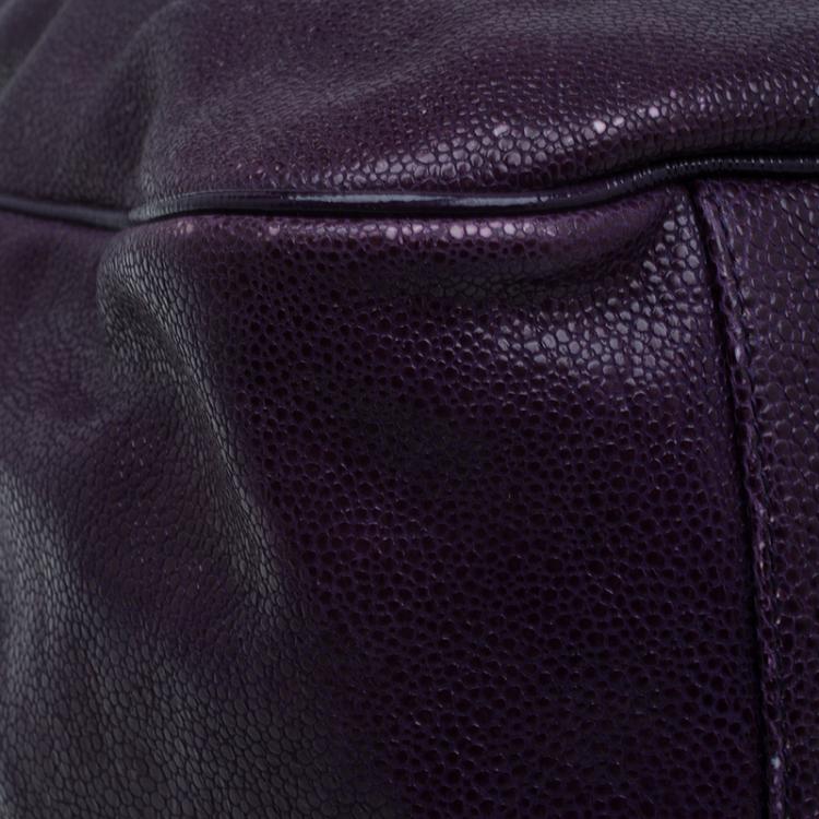 Pre Owned Saint Laurent Paris Purple Stingray Embossed Leather Roady Hobo