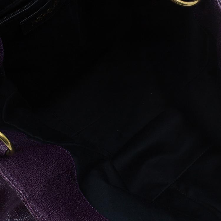 Pre Owned Saint Laurent Paris Purple Stingray Embossed Leather Roady Hobo