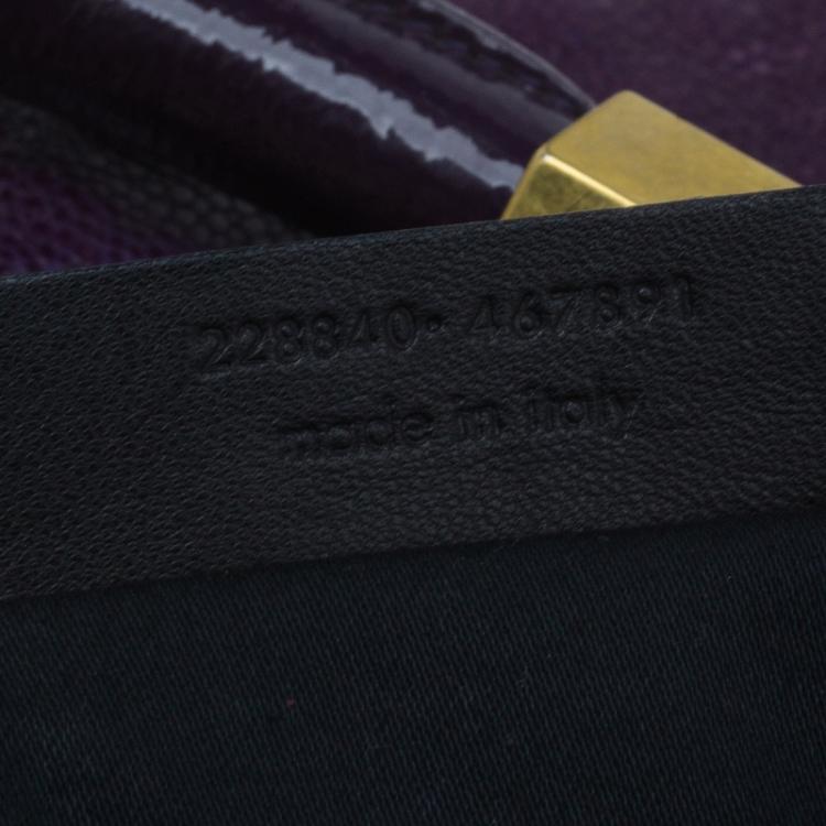 Pre Owned Saint Laurent Paris Purple Stingray Embossed Leather Roady Hobo