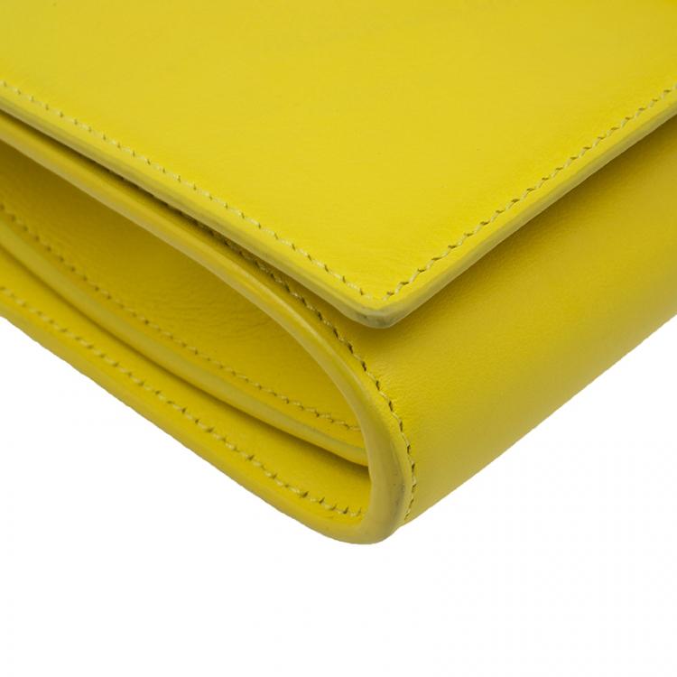 Pre Owned Saint Laurent Paris Yellow Leather Mini Y-Ligne Pochette Crossbody Bag