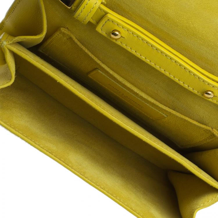 Pre Owned Saint Laurent Paris Yellow Leather Mini Y-Ligne Pochette Crossbody Bag