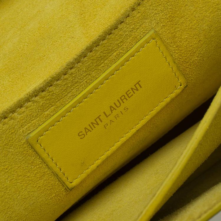 Pre Owned Saint Laurent Paris Yellow Leather Mini Y-Ligne Pochette Crossbody Bag