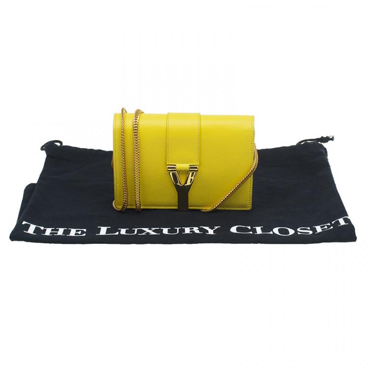 Pre Owned Saint Laurent Paris Yellow Leather Mini Y-Ligne Pochette Crossbody Bag