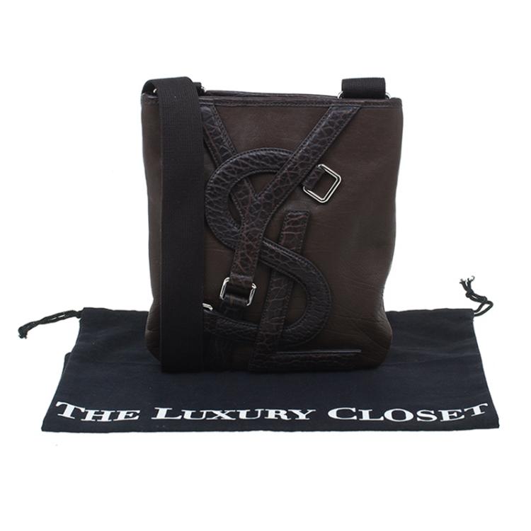 Pre Owned Saint Laurent Paris Brown Leather Small Vavin Messenger Bag