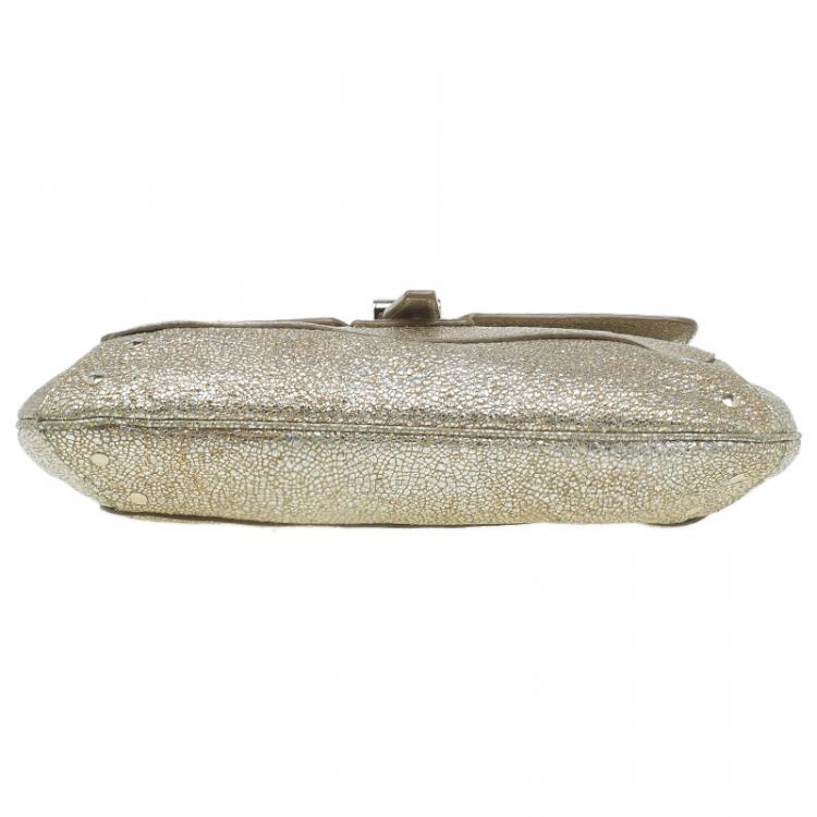 Pre Owned Saint Laurent Paris Metallic Gold Leather Emma Chain Shoulder Bag