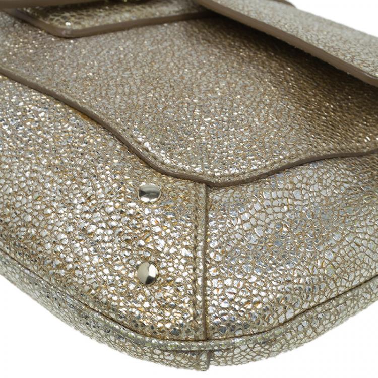 Pre Owned Saint Laurent Paris Metallic Gold Leather Emma Chain Shoulder Bag