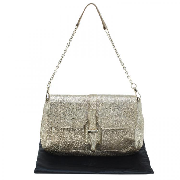 Pre Owned Saint Laurent Paris Metallic Gold Leather Emma Chain Shoulder Bag