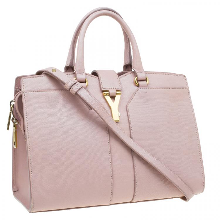 Pre Owned Saint Laurent Paris Nude Textured Leather Small Cabas Chyc Satchel