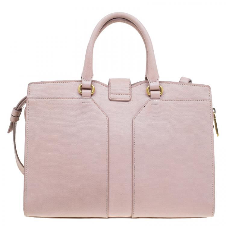 Pre Owned Saint Laurent Paris Nude Textured Leather Small Cabas Chyc Satchel