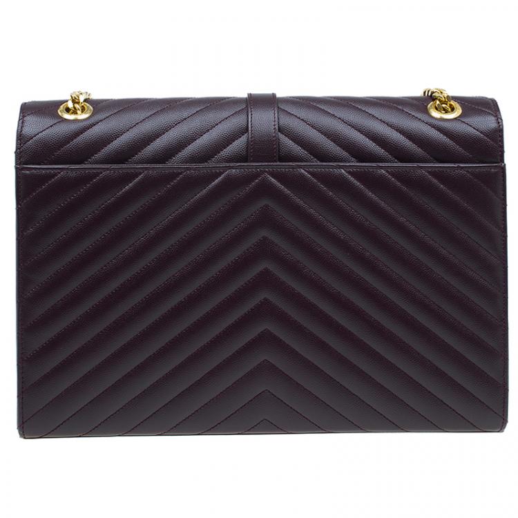 Pre Owned Saint Laurent Paris Burgundy Leather Large Cassandre Flap Bag